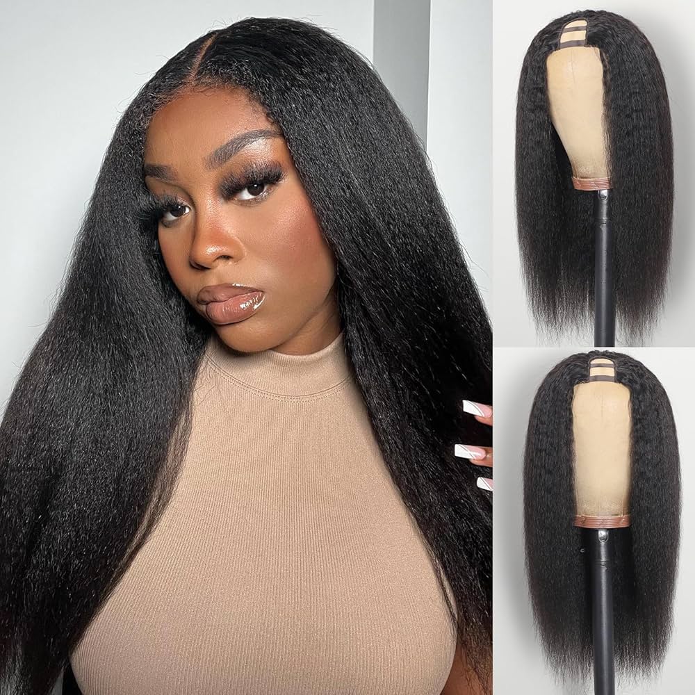Kinky Straight Human Hair U Part Wig