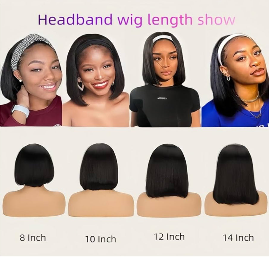 Straight Bob Headband Wig