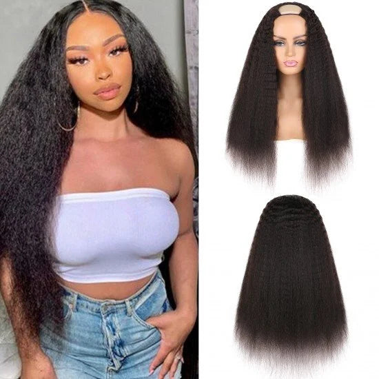 Kinky Straight Human Hair U Part Wig