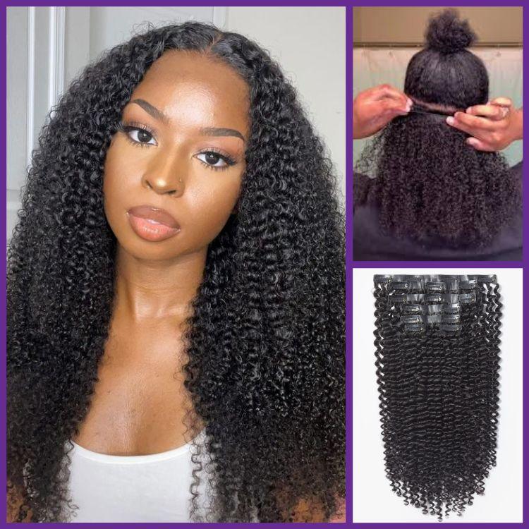 3C Kinky Curly Human Hair Clip-In
